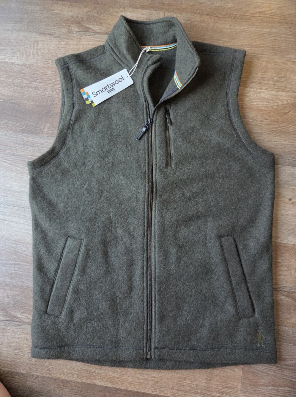 NWT Smartwool Hudson Trail Fleece Vest North Woods Mens Size Large Full Zip